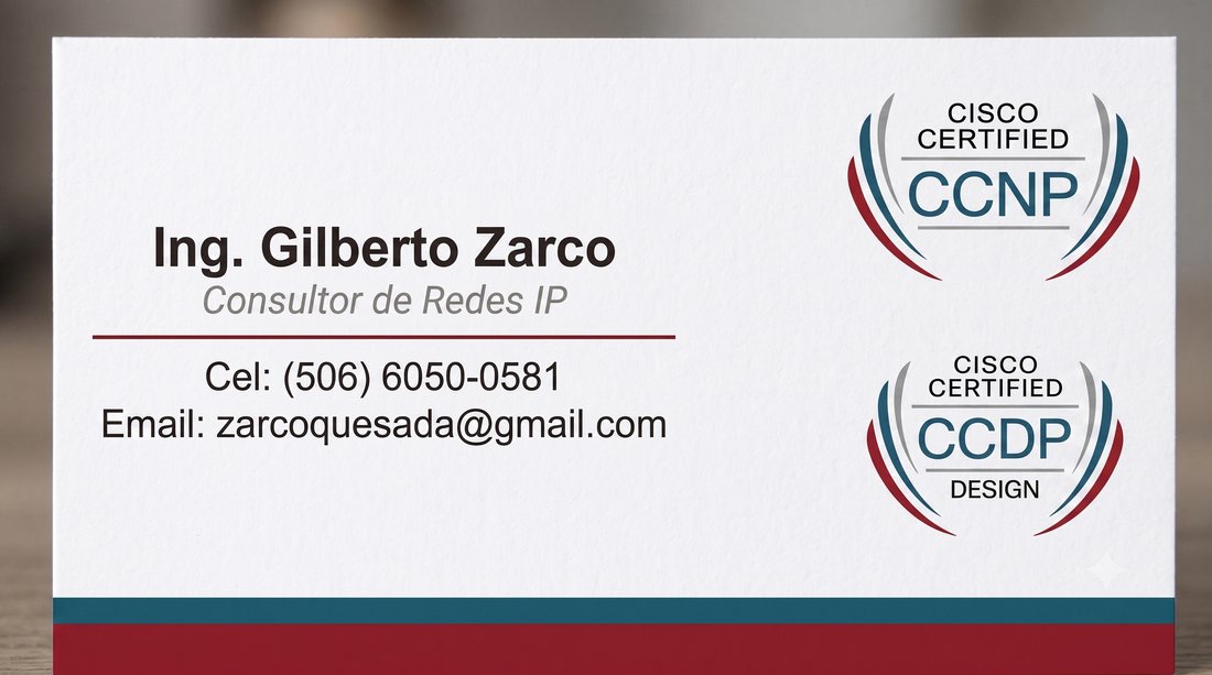 Tarjeta de presentación de Ing. Gilberto Zarco, Consultor de Redes IP