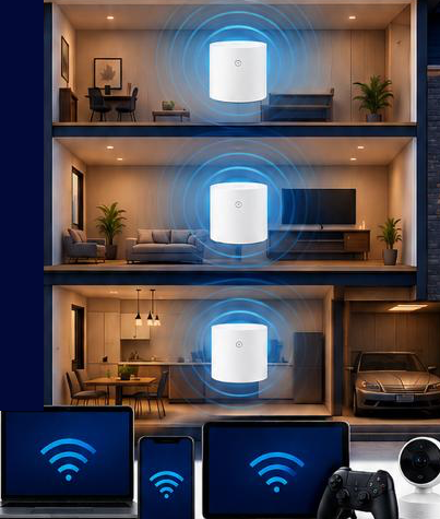 Casa con cobertura Wi-Fi en cada piso